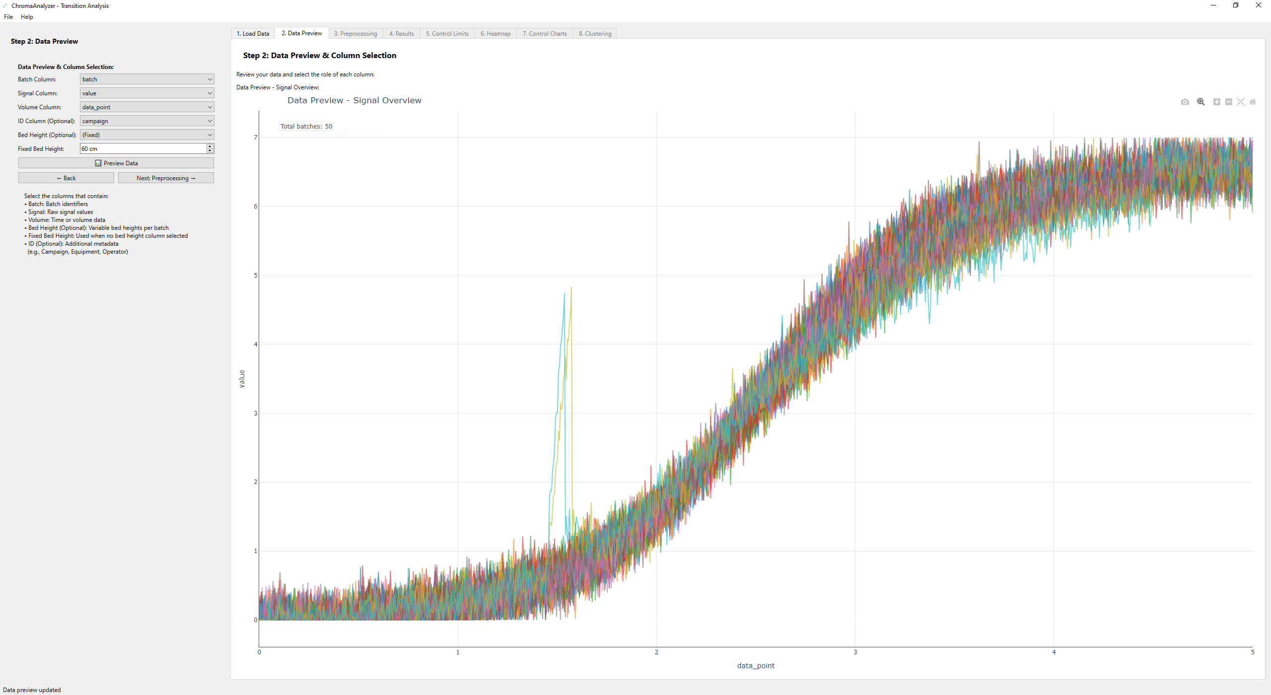 ChromaAnalyzer Data Preview Interface